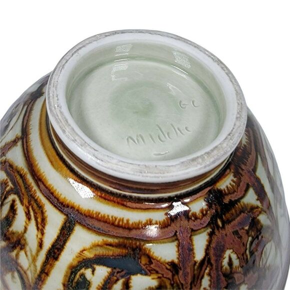 Louis Mideke Studio Pottery Northwest Oriental Asian Inspired Abstract Art Bowl - Picture 6 of 7